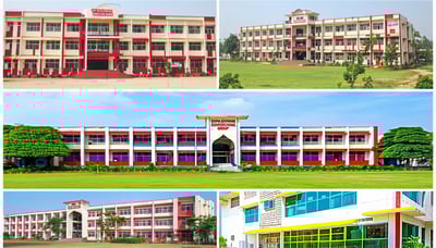 A collage featuring a school, college, and technical institute representing Shivam Educational Group A collage featuring a school, college, and technical institute representing Shivam Educational Group